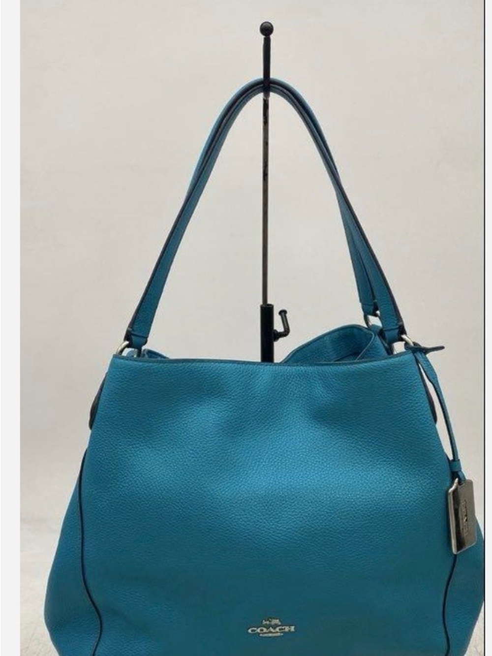 Coach Teal Pebbled Leather Shoulder Bag